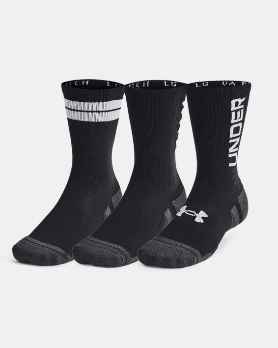 Under Armour Unisex Performance Tech 3-Pack Crew Socks - Black / White Under Armour Unisex Performance Tech 3-Pack Crew Socks - Black / White
