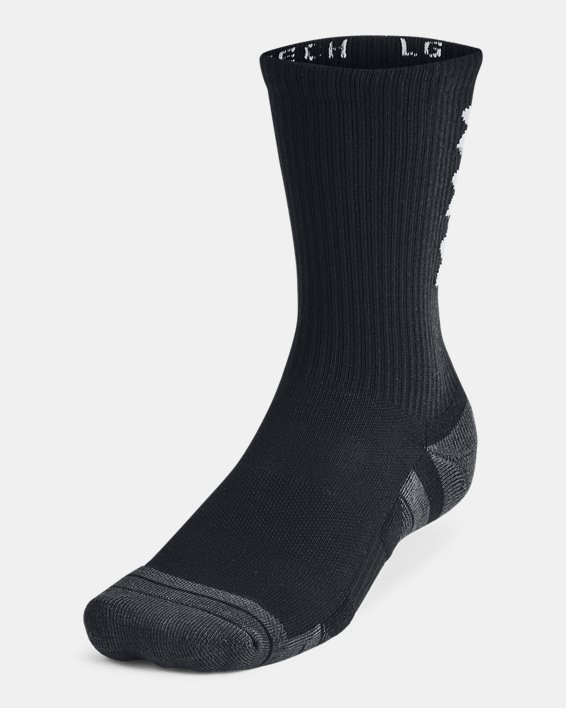 Under Armour Unisex Performance Tech 3-Pack Crew Socks - Black / White Under Armour Unisex Performance Tech 3-Pack Crew Socks - Black / White