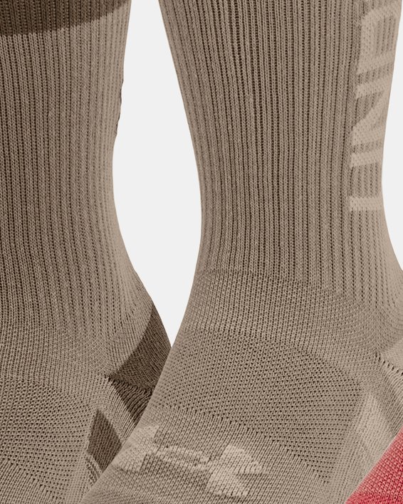 Unisex UA Performance Tech 3-Pack Crew Socks in Red image number 0