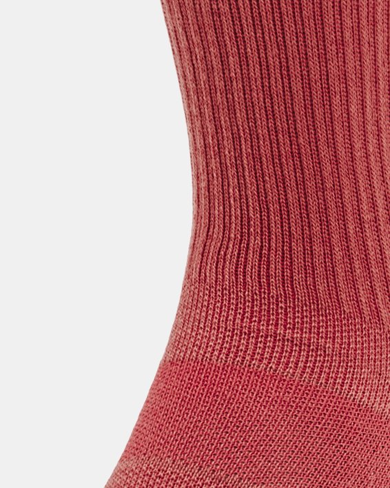 Unisex UA Performance Tech 3-Pack Crew Socks in Red image number 1