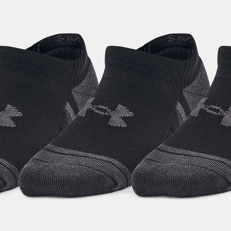 Lot de 3 paires de chaussettes invisibles Under Armour Performance Tech pour enfant Noir / Noir / Jet Gris XS