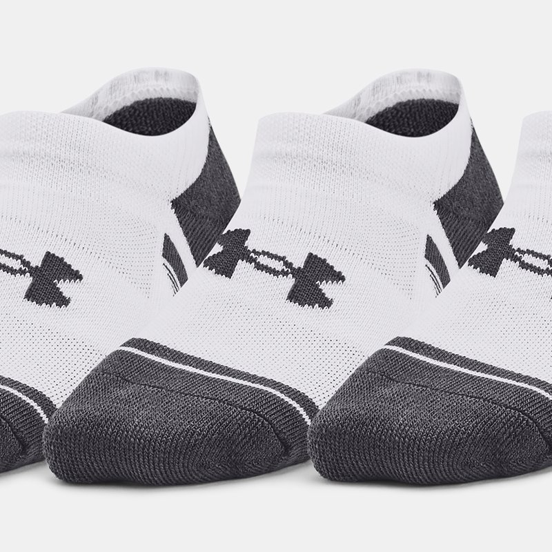 Lot de 3 paires de chaussettes invisibles Under Armour Performance Tech pour enfant Blanc / Blanc / Jet Gris XS