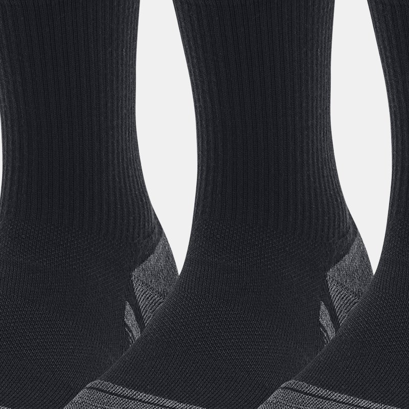 Lot de 3 paires de chaussettes hautes Under Armour Performance Tech pour enfant Noir / Noir / Jet Gris XS