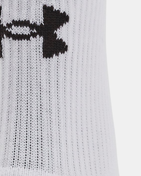 Kids' UA Performance Tech 3-Pack Crew Socks in White image number 2