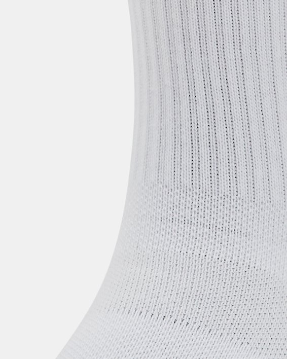 Kids' UA Performance Tech 3-Pack Crew Socks in White image number 1