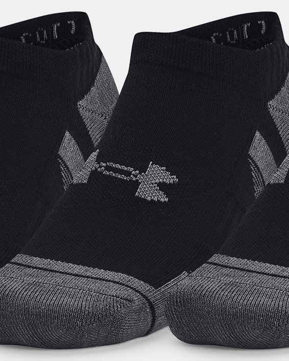 Lot de 3 paires de chaussettes invisibles en coton UA Performance unisexes, Black, pdpMainDesktop image number 0