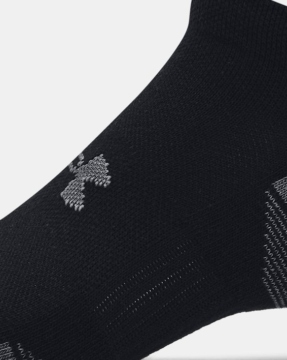 Unisex UA Performance Cotton 3-Pack No Show Socks in Black image number 3