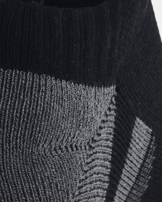 Unisex UA Performance No Show sokken van katoenstof – 3 paar, Black, pdpMainDesktop image number 2