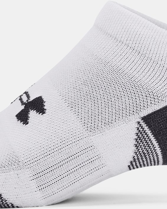 Unisex UA Performance No Show sokken van katoenstof – 3 paar, White, pdpMainDesktop image number 3