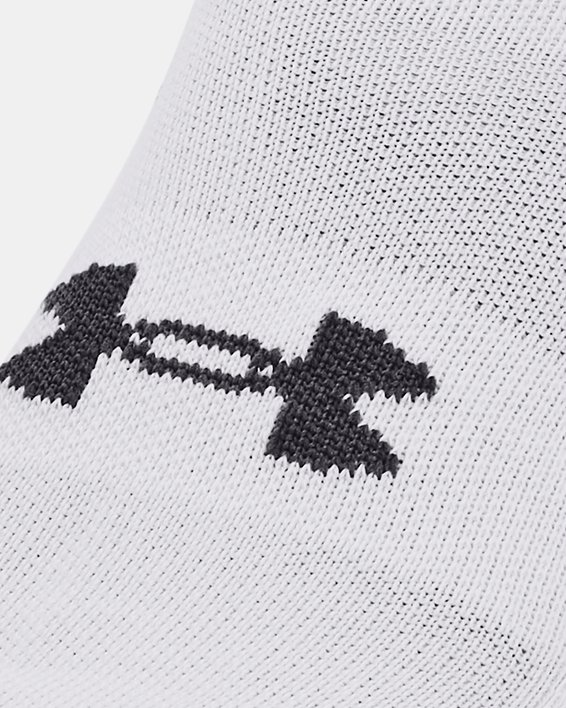 Unisex UA Performance No Show sokken van katoenstof – 3 paar, White, pdpMainDesktop image number 1