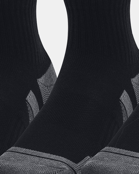 Unisex UA Performance Cotton 3-Pack Quarter Socks in Black image number 0