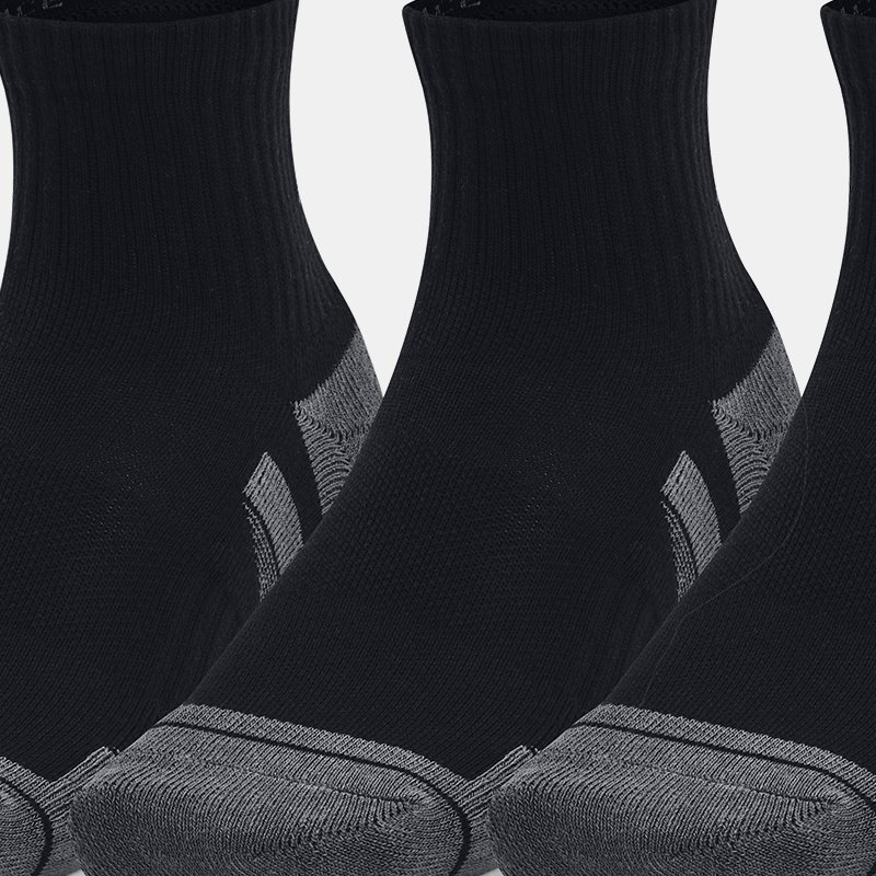 Unisex Under Armour Performance Cotton 3-Pack QUnder Armourrter Socks Black / Black / Pitch Gray M