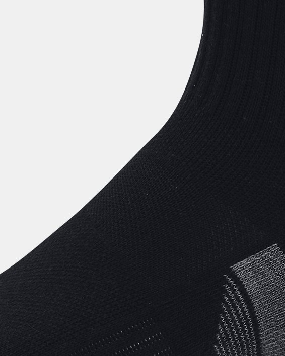 Unisex UA Performance Cotton 3-Pack Quarter Socks, Black, pdpMainDesktop image number 3