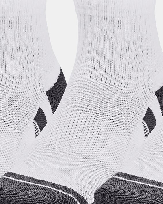 Unisex UA Performance Cotton 3-Pack Quarter Socks in White image number 0