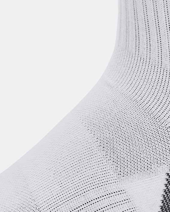 Unisex UA Performance Cotton 3-Pack Quarter Socks in White image number 3