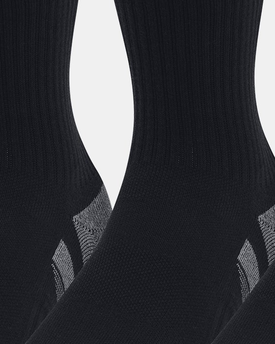Unisex UA Performance Cotton 3-Pack Mid-Crew Socks in Black image number 0