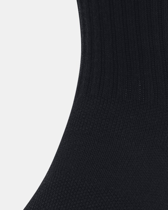 Unisex UA Performance Mid-Crew sokken van katoenstof – 3 paar, Black, pdpMainDesktop image number 1