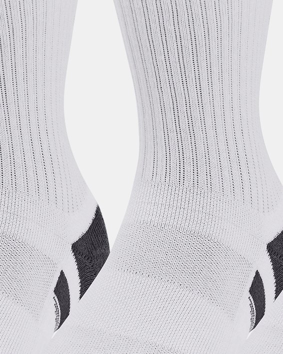 Unisex UA Performance Halbhohe Crew-Socken aus Baumwolle im 3er-Pack, White, pdpMainDesktop image number 0