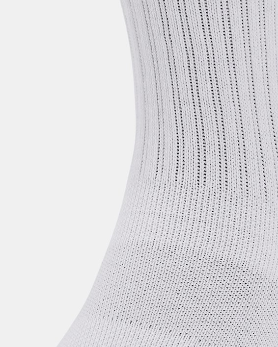 Unisex UA Performance Mid-Crew sokken van katoenstof – 3 paar, White, pdpMainDesktop image number 1