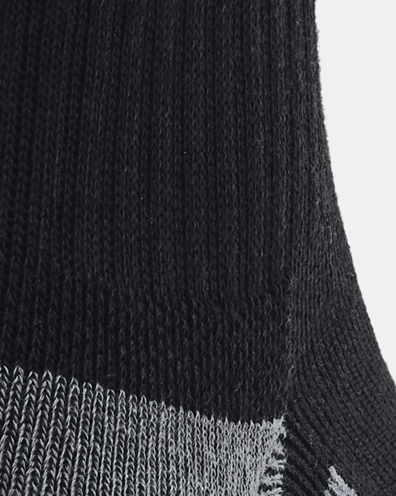 Unisex UA Performance Cotton 2-Pack Quarter Socks in Black image number 2