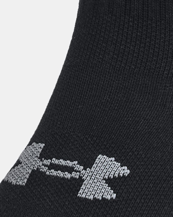 Unisex UA Performance Cotton 2-Pack Quarter Socks in Black image number 1