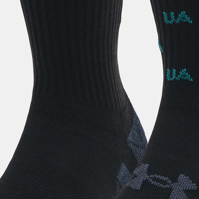 Unisex sokken Under Armour Performance Mid-Crew van katoenstof – 2 paar Zwart / Zwart / Castlerock M
