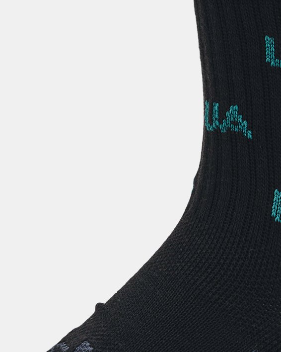 Unisex sokken UA Performance Mid-Crew van katoenstof – 2 paar, Black, pdpMainDesktop image number 3