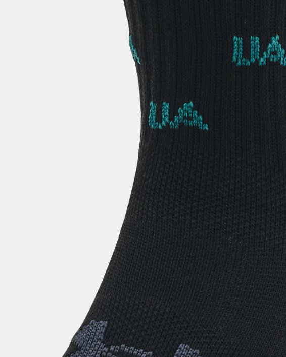 Unisex sokken UA Performance Mid-Crew van katoenstof – 2 paar, Black, pdpMainDesktop image number 1