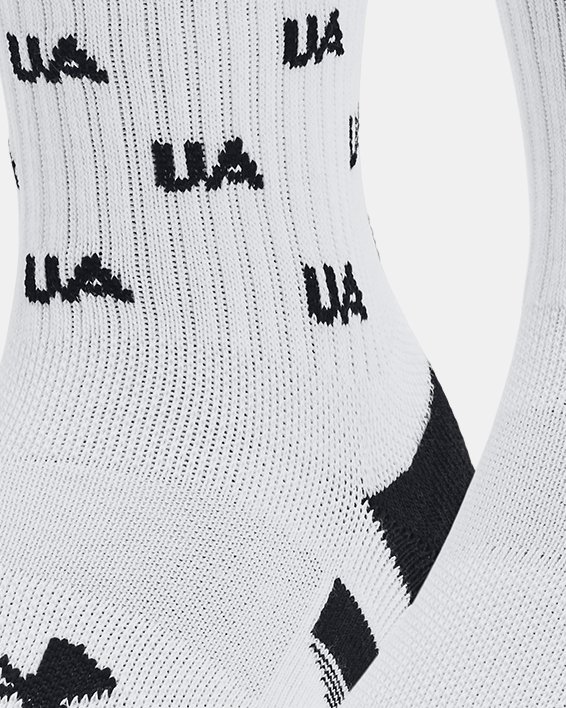 ถุงเท้าข้อปานกลาง UA Performance Cotton ยูนิเซ็กส์ แพ็ก 2 คู่ in White image number 0