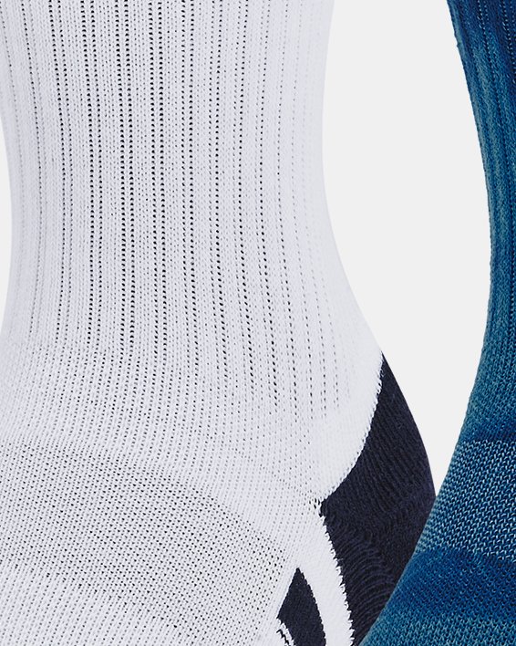 Unisex UA Performance Cotton 2 Pack Mid-Crew Socks in Blue image number 0