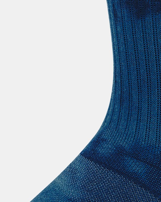 Unisex UA Performance Cotton 2 Pack Mid-Crew Socks in Blue image number 3