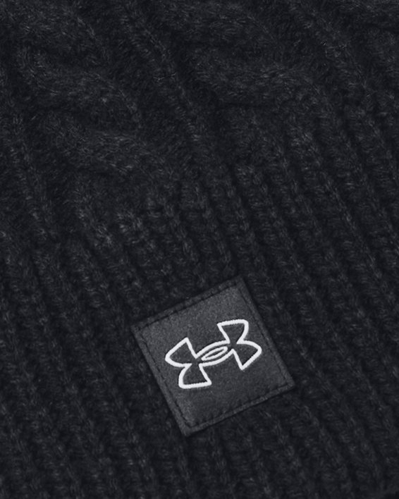 Damen UA Halftime Strickmütze mit Zopfmuster, Black, pdpMainDesktop image number 0