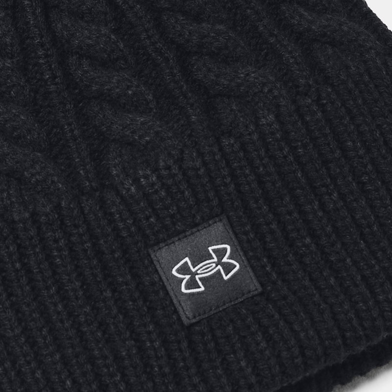Women's Under Armour Halftime Cable Knit Beanie Black / Black / Mod Gray One Size