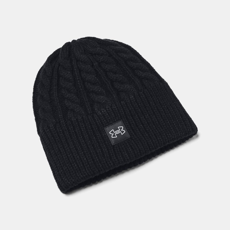 Image of Under Armour Women's Under Armour Halftime Cable Knit Beanie Black / Black / Mod Gray OSFM