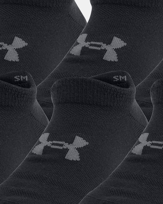 Kids' UA Essential 6-Pack No- Show Socks in Black image number 0