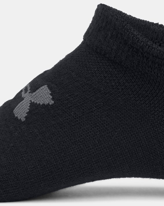 Kids' UA Essential 6-Pack No- Show Socks in Black image number 3