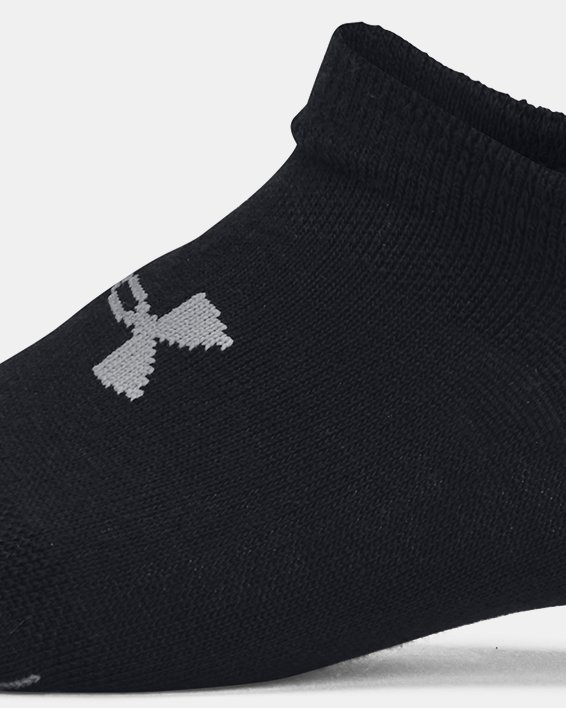 Kids' UA Essential 6-Pack No- Show Socks in Black image number 3