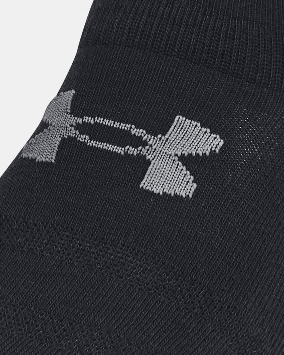 Unisex UA Essential 3-Pack Ultra Low Tab Socks in Black image number 1