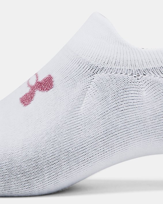 Unisex UA Essential 3-Pack Ultra Low Tab Socks in White image number 3