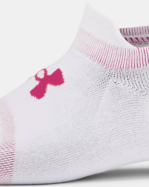 Unisex UA Essential 3-Pack Ultra Low Tab Socks in White image number 3