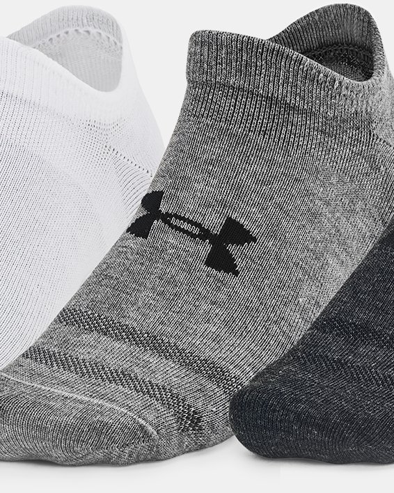 ถุงเท้า UA Essential No Show ยูนิเซ็กส์ แพ็ก 3 คู่ in Gray image number 0
