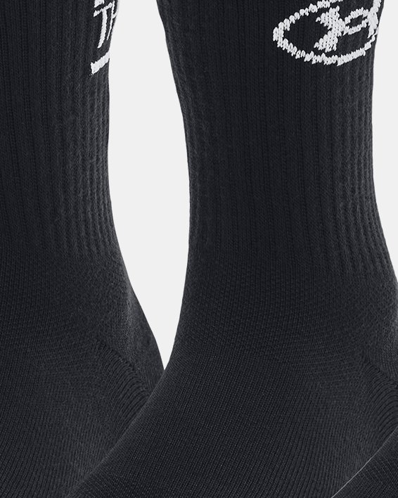 Women's UA Essential 3-Pack Mid Crew Socks in Black image number 0