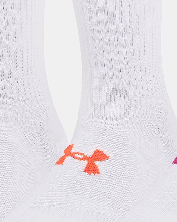 Women's UA Essential 3-Pack Mid Crew Socks in White image number 0