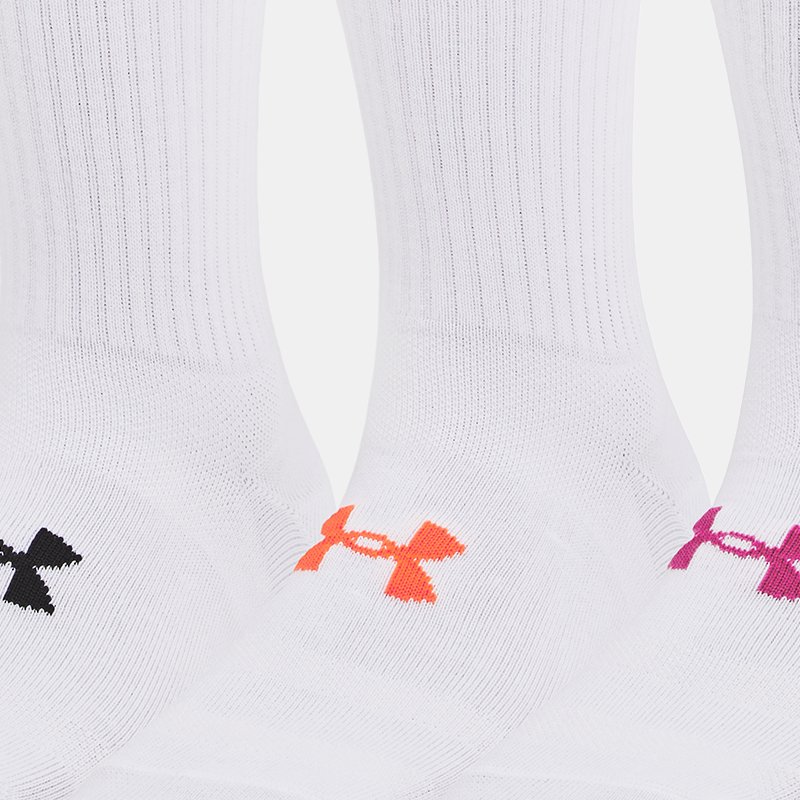Women's Under Armour Essential 3-Pack Mid Crew Socks White / White / Astro Pink S