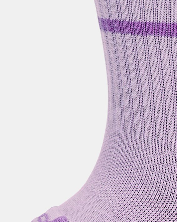 ถุงเท้าข้อสูงปานกลาง UA Essential สำหรับผู้หญิง แพ็ก 3 คู่ in Purple image number 3