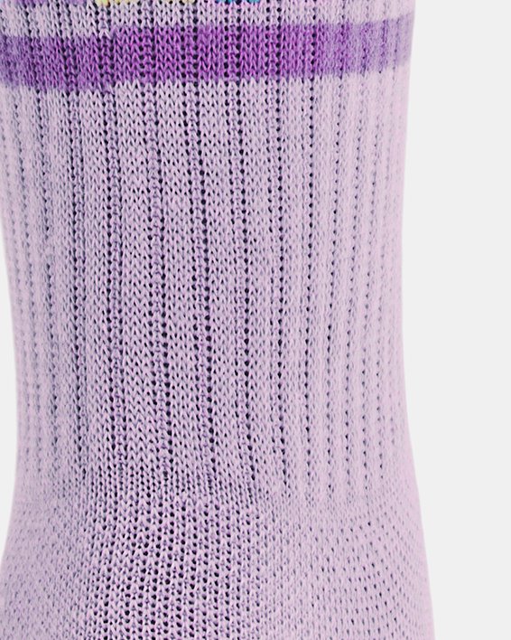 ถุงเท้าข้อสูงปานกลาง UA Essential สำหรับผู้หญิง แพ็ก 3 คู่ in Purple image number 2