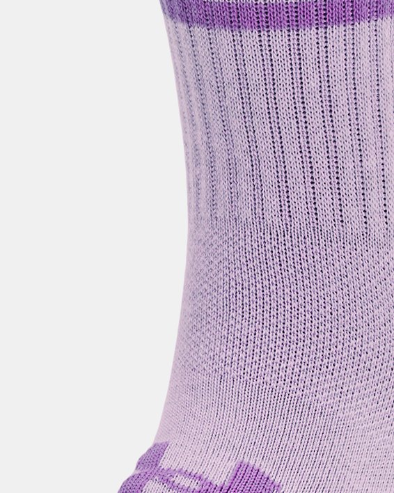 Women's UA Essential 3-Pack Mid Crew Socks in Purple image number 1