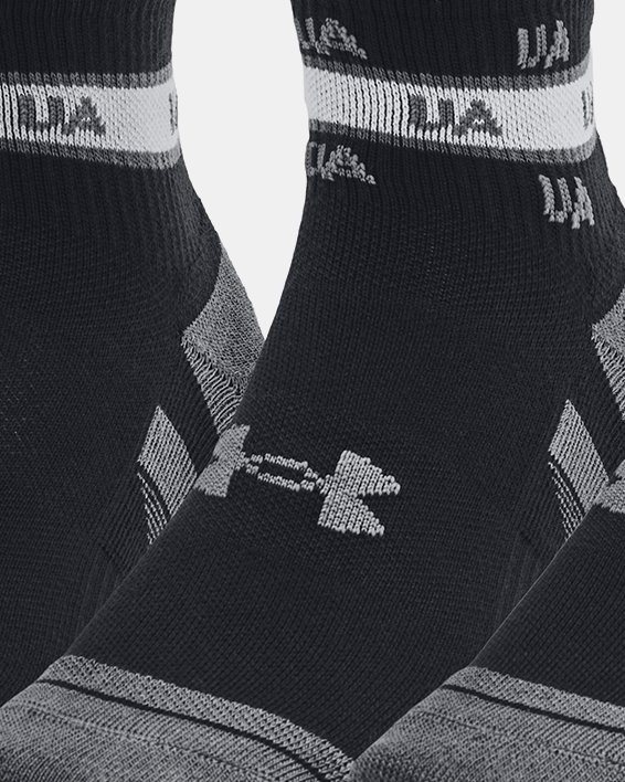 Unisex UA Performance Tech 3-Pack Quarter Socks, Black, pdpMainDesktop image number 0