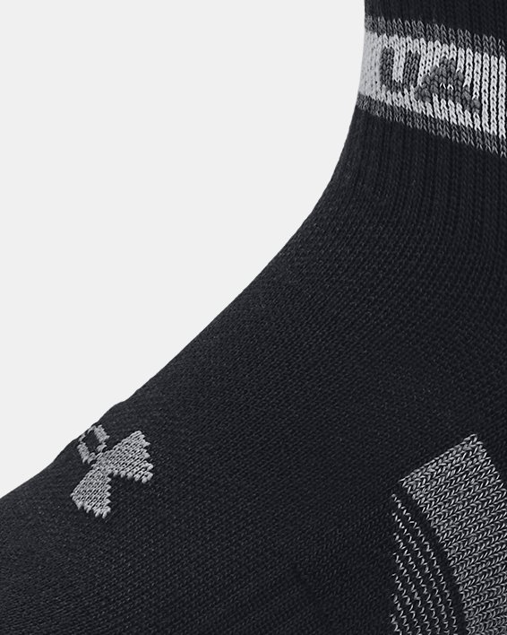 Unisex UA Performance Tech 3-Pack Quarter Socks, Black, pdpMainDesktop image number 3