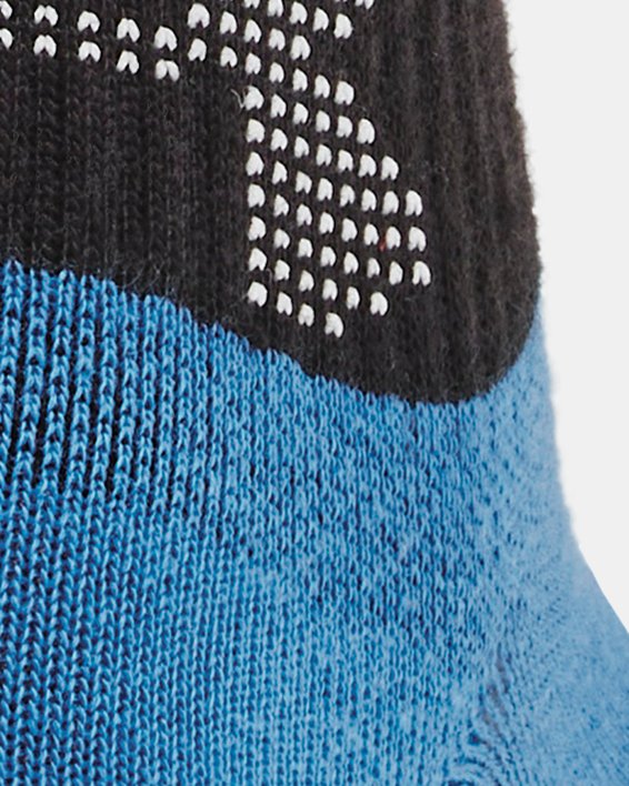 Kids' UA Essential 3-Pack Quarter Socks in Blue image number 2